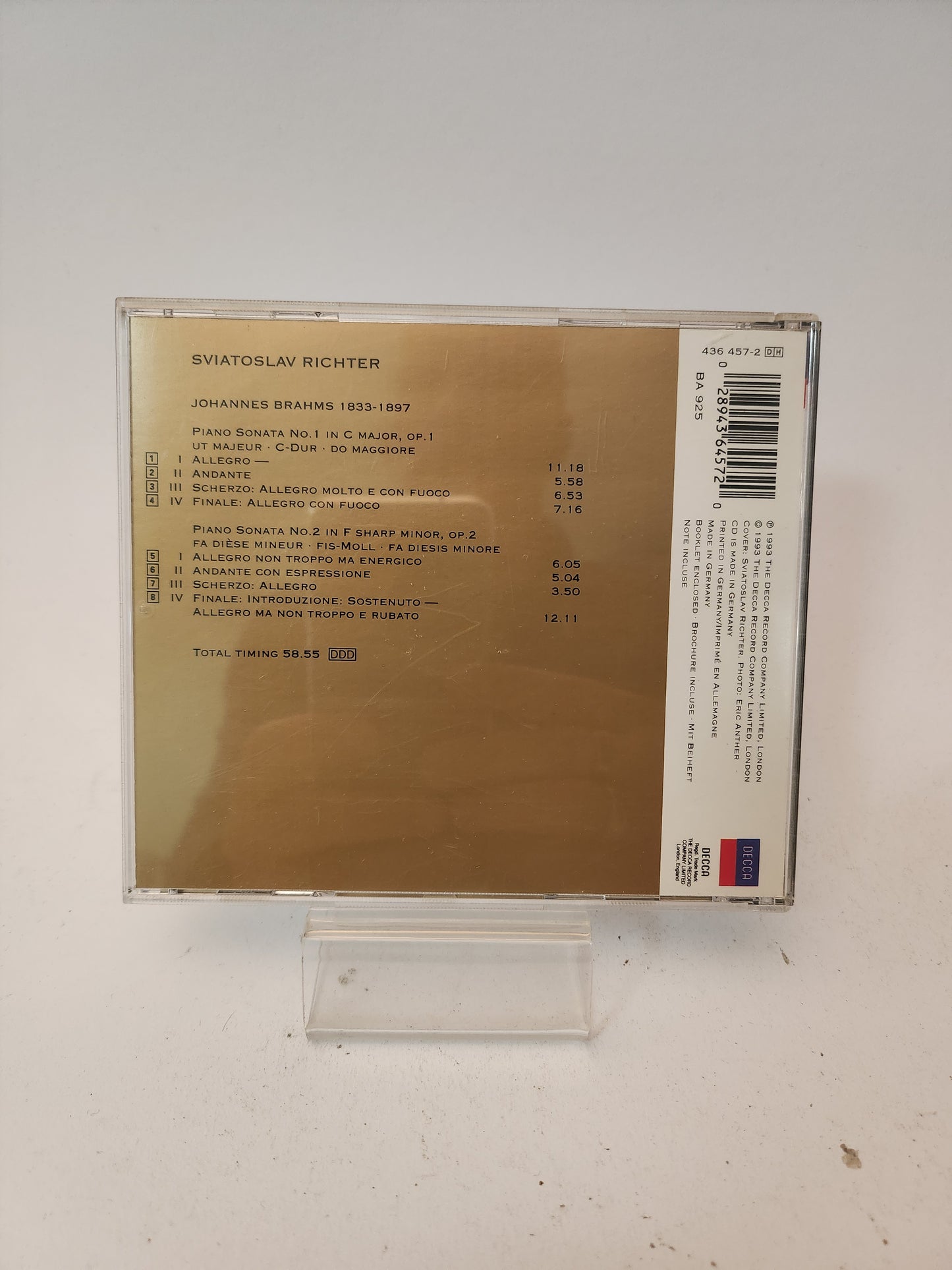 Sviatoslav Richter: Brahms Piano Sonatas No 1 & 2 CD