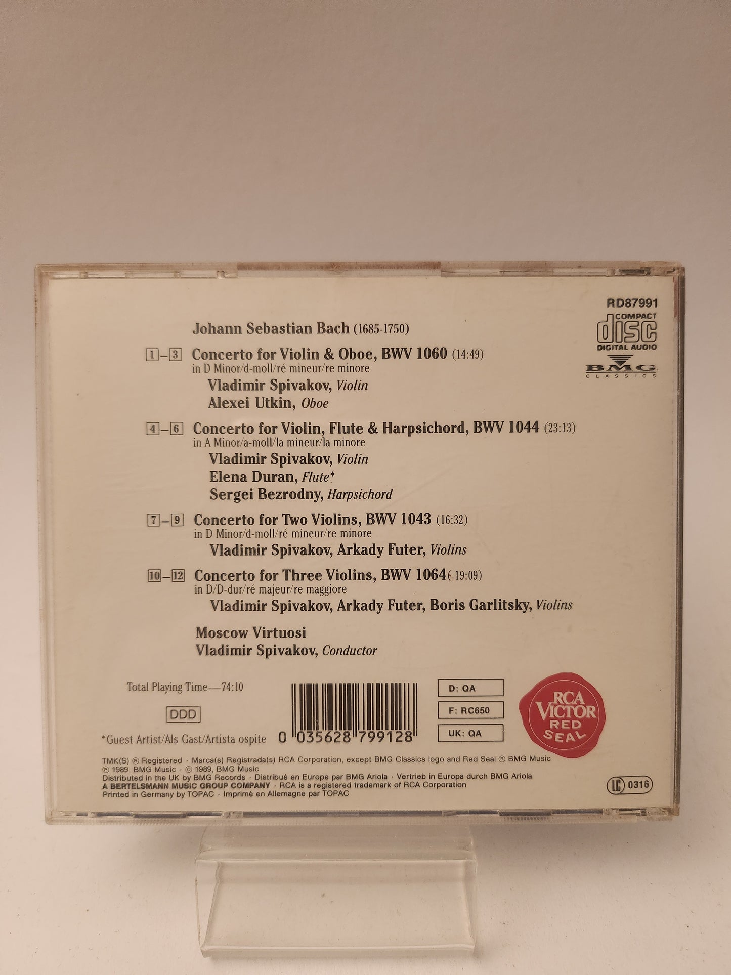 Bach Concertos: Vladimir Spivakov Moscow Virtuosi CD