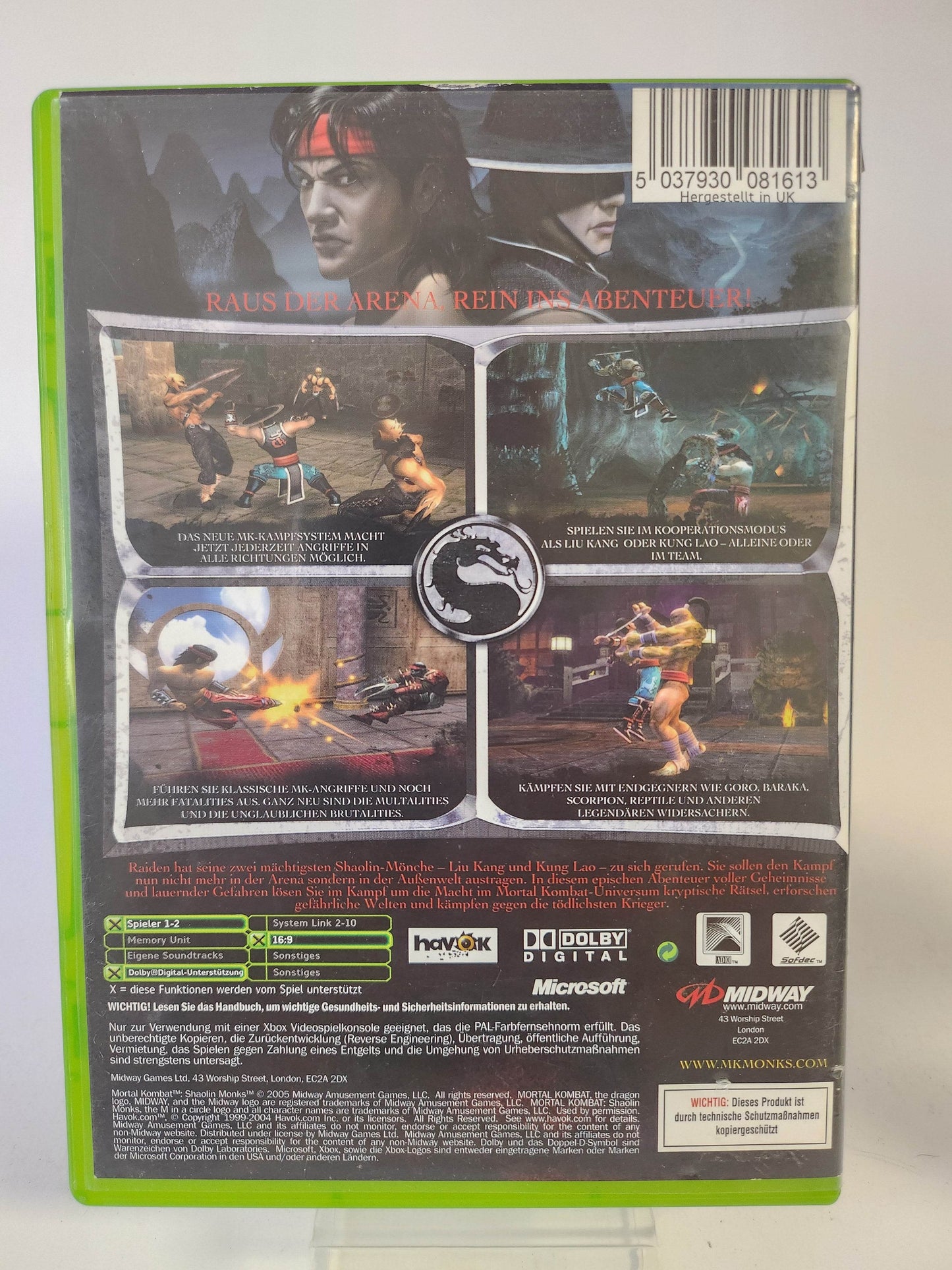 Mortal Kombat Shaolin Monks (No Book) Xbox Original - Feniks Gameshop