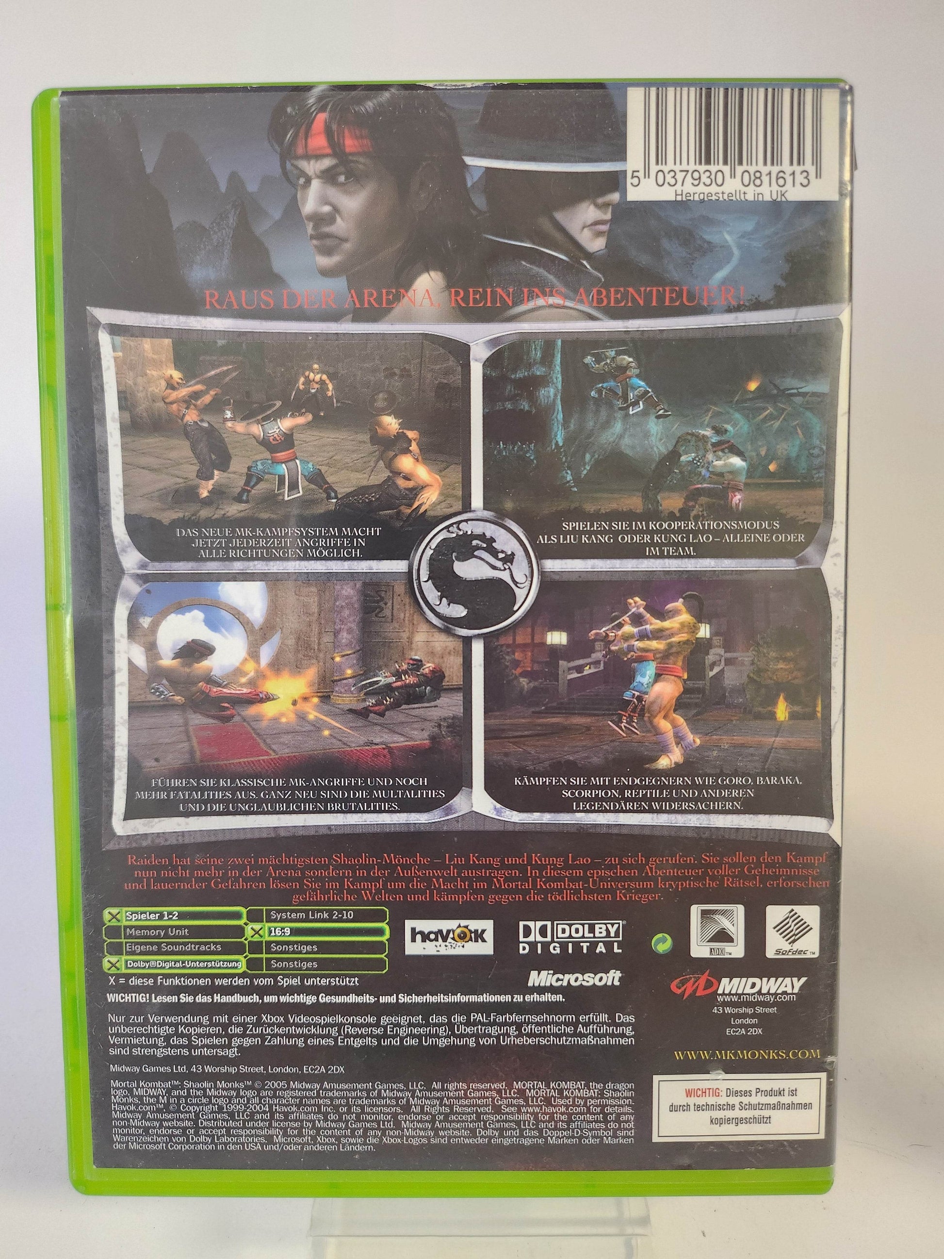 Mortal Kombat Shaolin Monks (No Book) Xbox Original - Feniks Gameshop