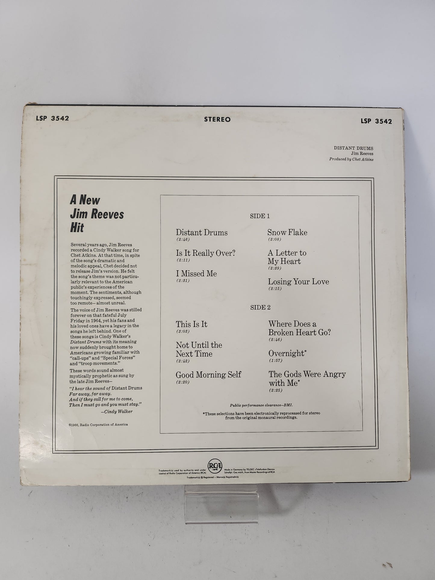 Distant Drums: Jim Reeves LP Vinyl