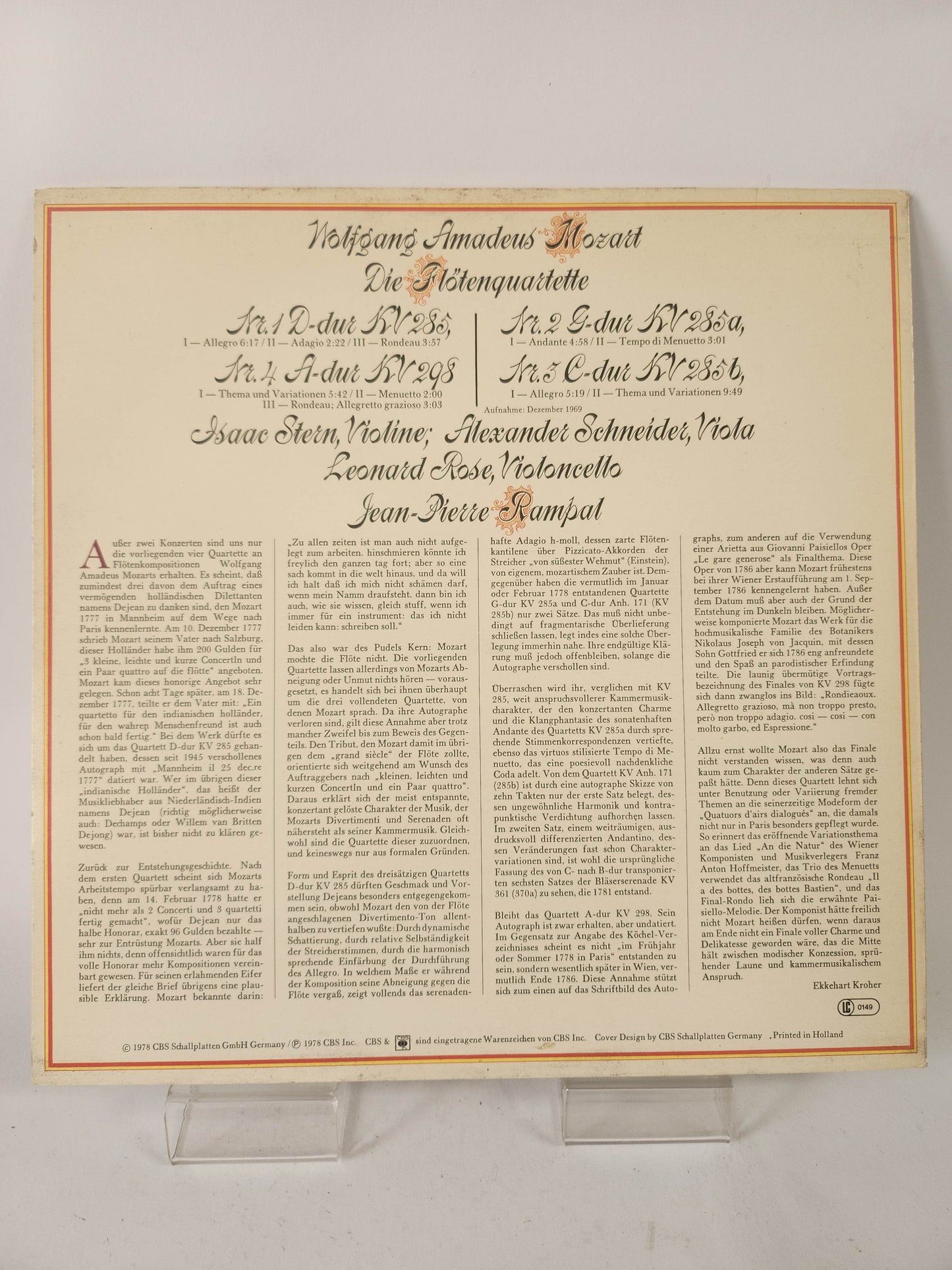 Wolfgang Amadeus Mozart: Die Flötenquartette LP Vinyl - Feniks Gameshop
