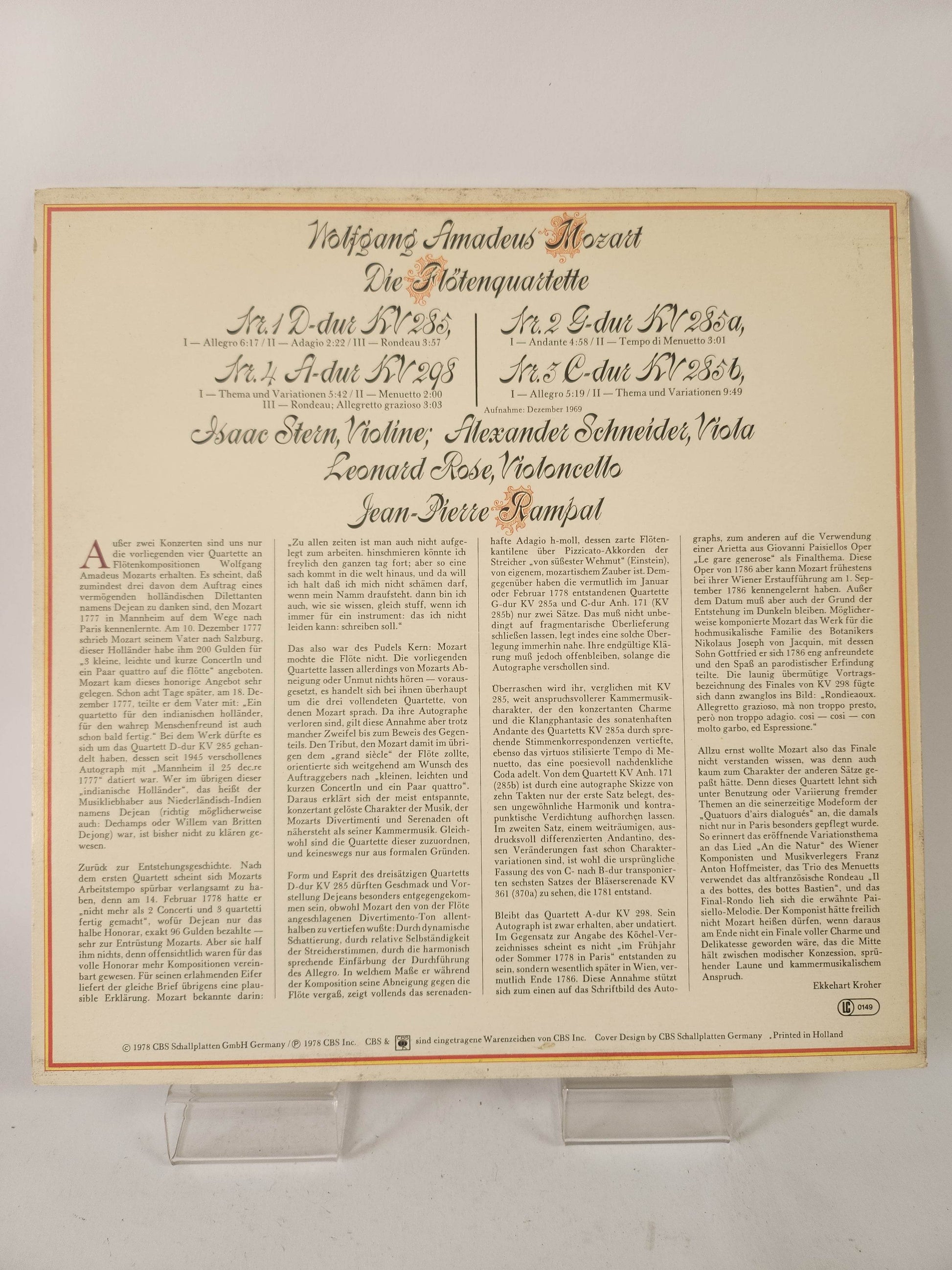Wolfgang Amadeus Mozart: Die Flötenquartette LP Vinyl - Feniks Gameshop