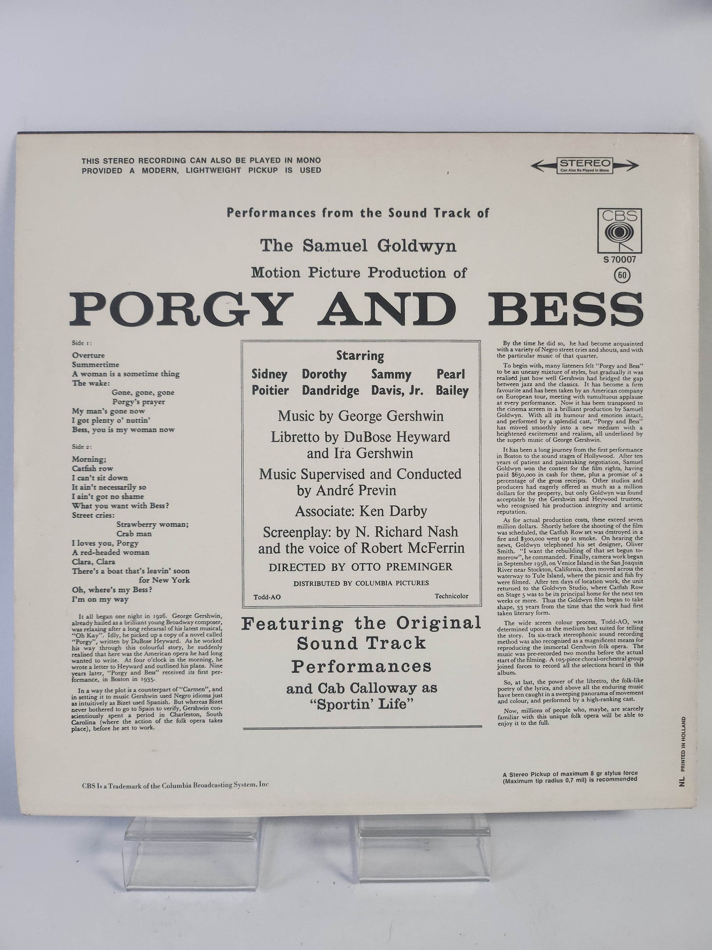 Porgy and Bess: Samuel Goldwyn LP Vinyl - Feniks Gameshop