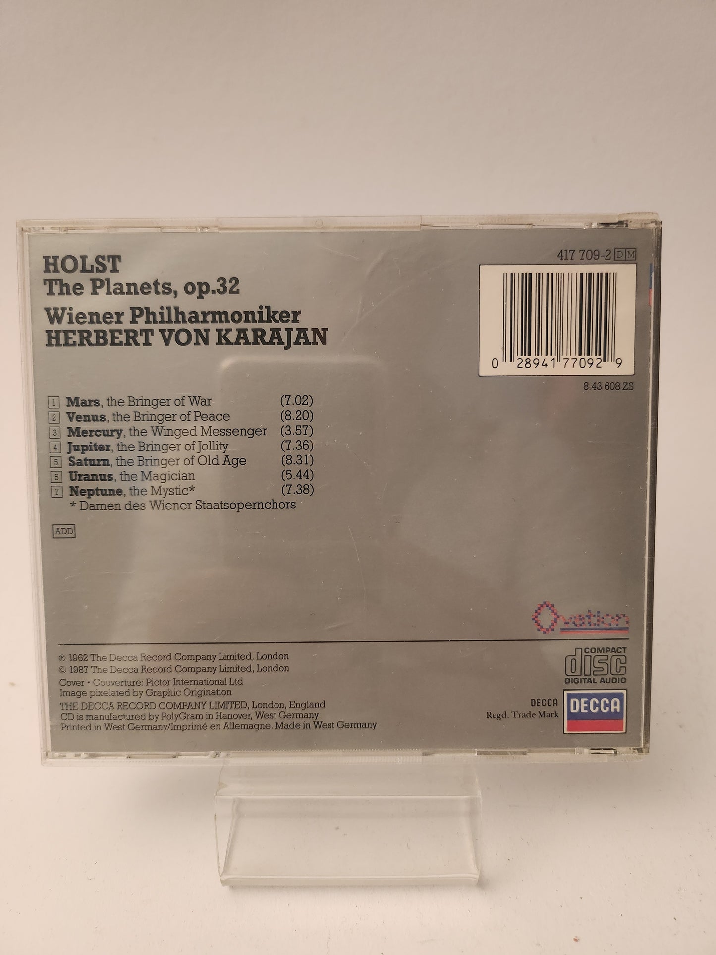 Holst: the Planet op.32 Wiener Philharmoniker Herbert von Karajan CD