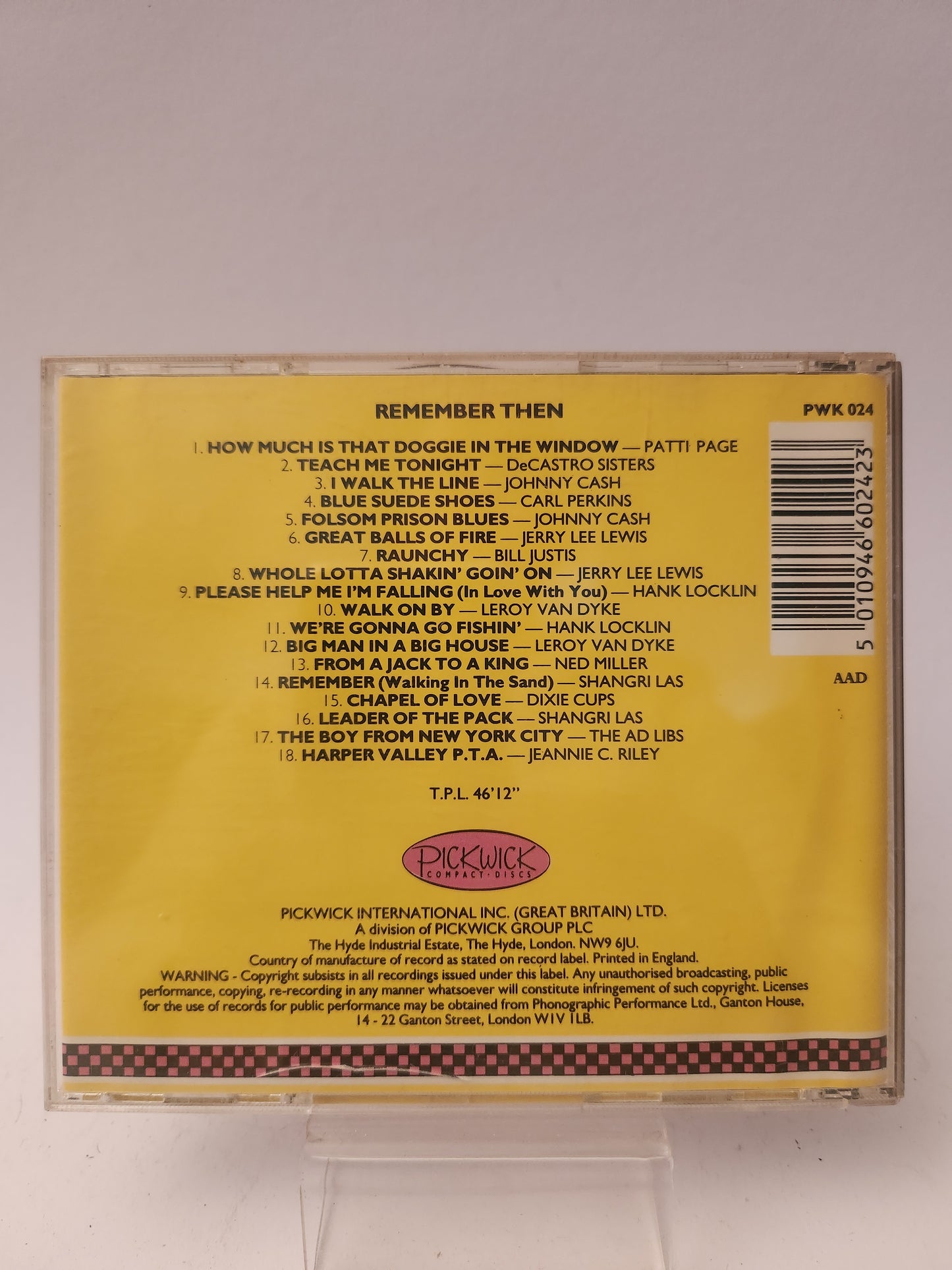 Remember Then "Chart Hits of the 50's & 60's CD