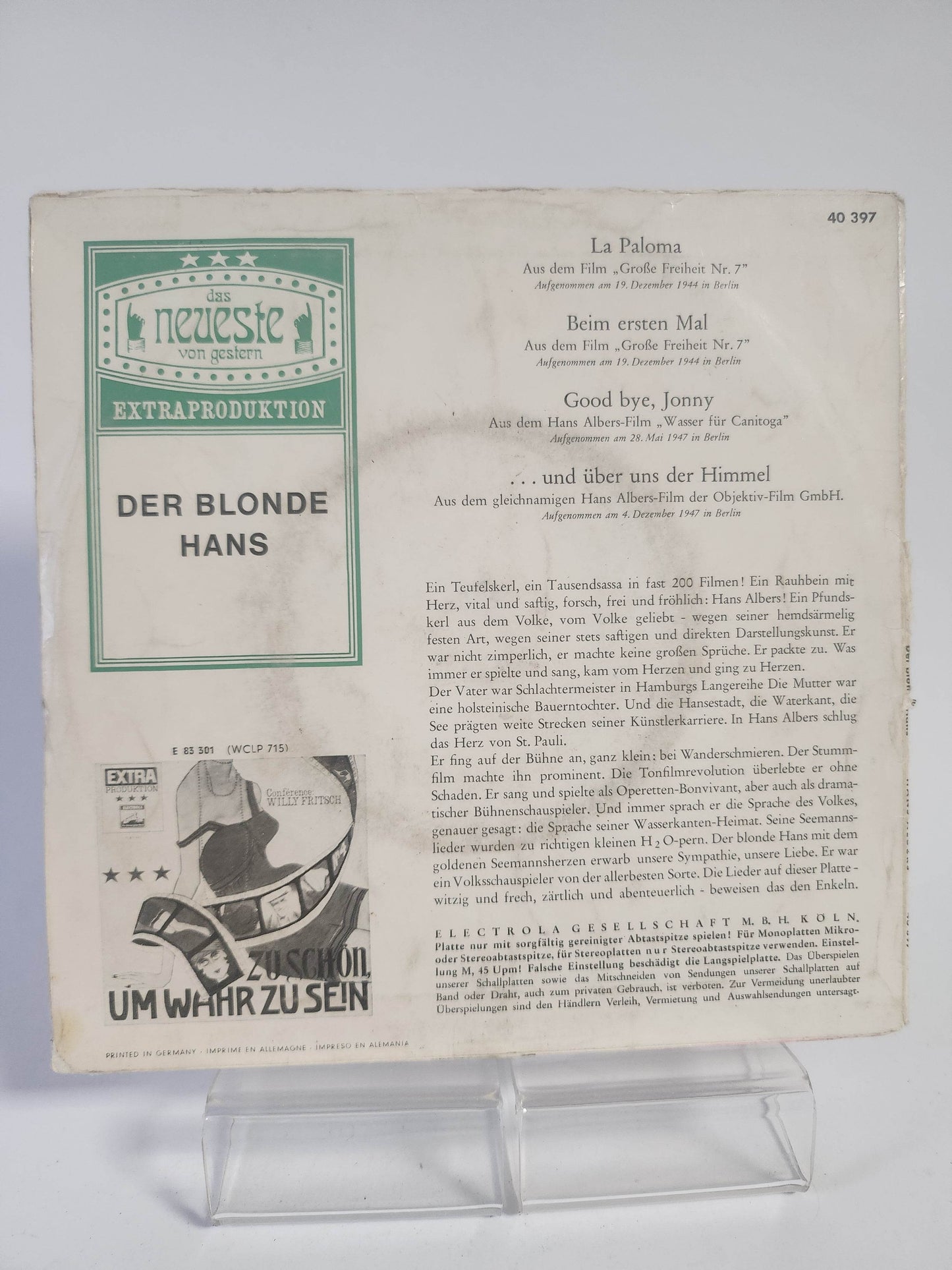 Hans Albers: Der Blonde Hans Single Vinyl - Feniks Gameshop