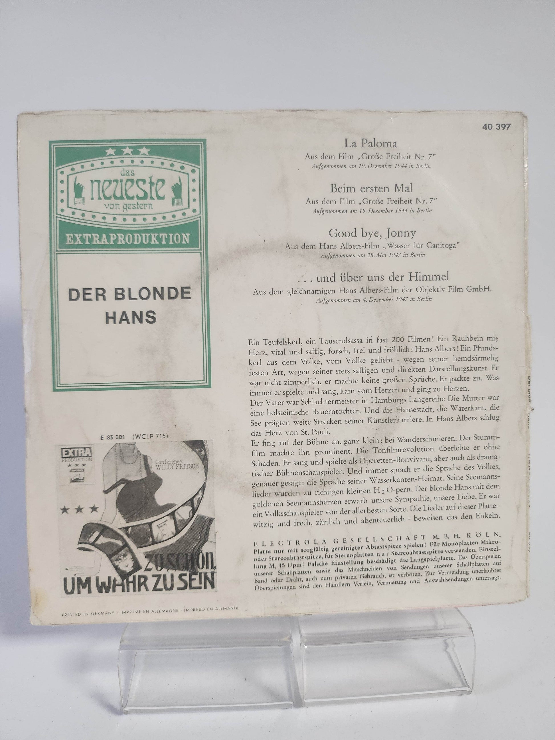 Hans Albers: Der Blonde Hans Single Vinyl - Feniks Gameshop