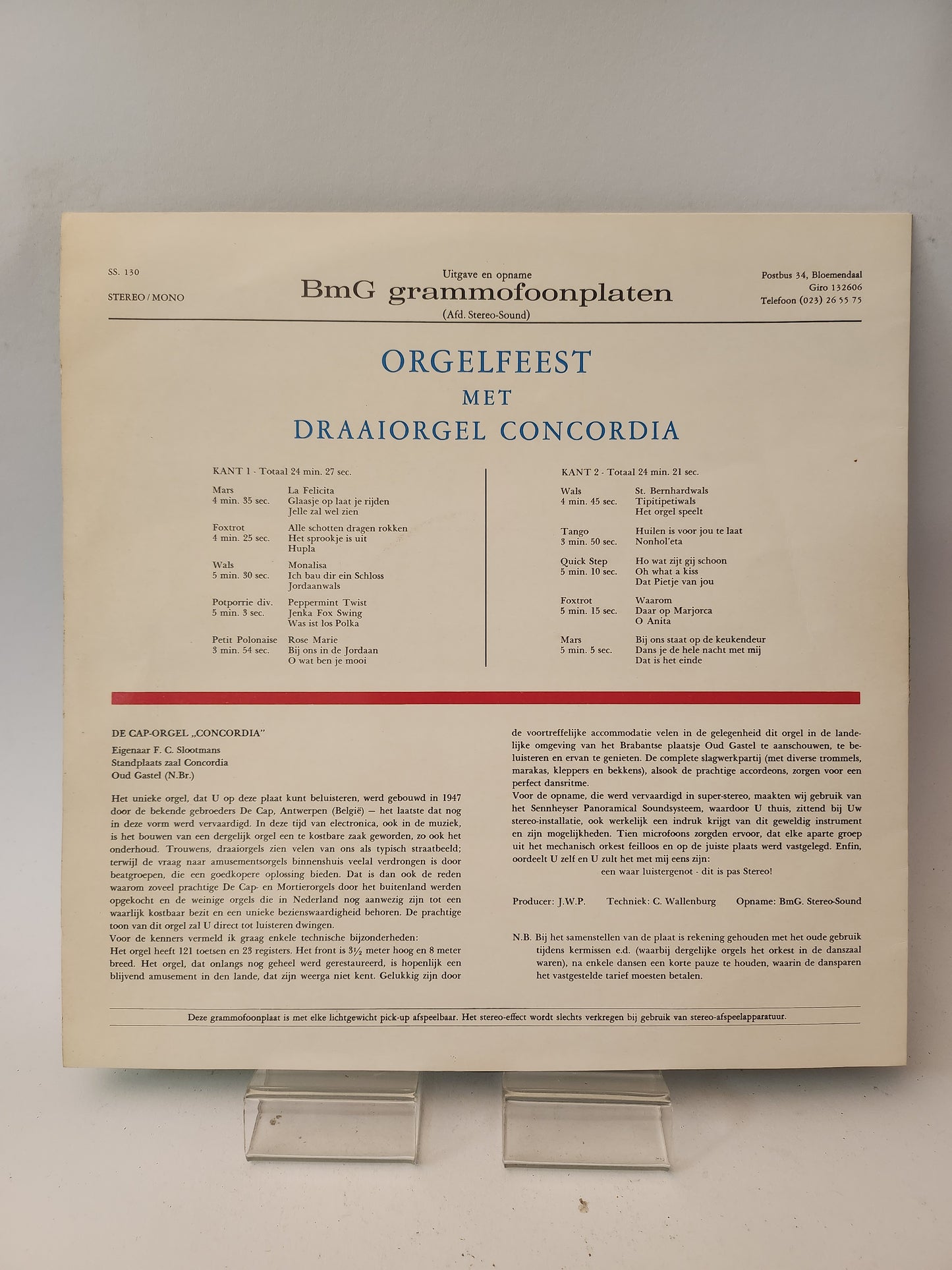Orgelfeest met Draaiorgel Concordia LP Vinyl