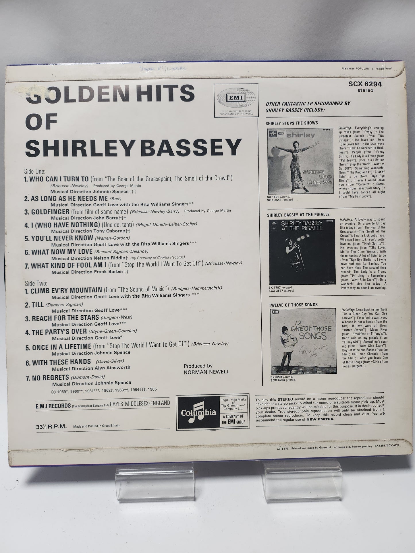 Shirley Bassey: Golden Hits of LP Vinyl
