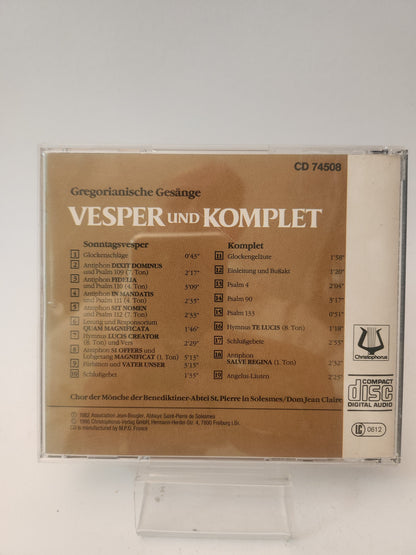 Gregorianische Gesänge: Vesper und Komplet CD