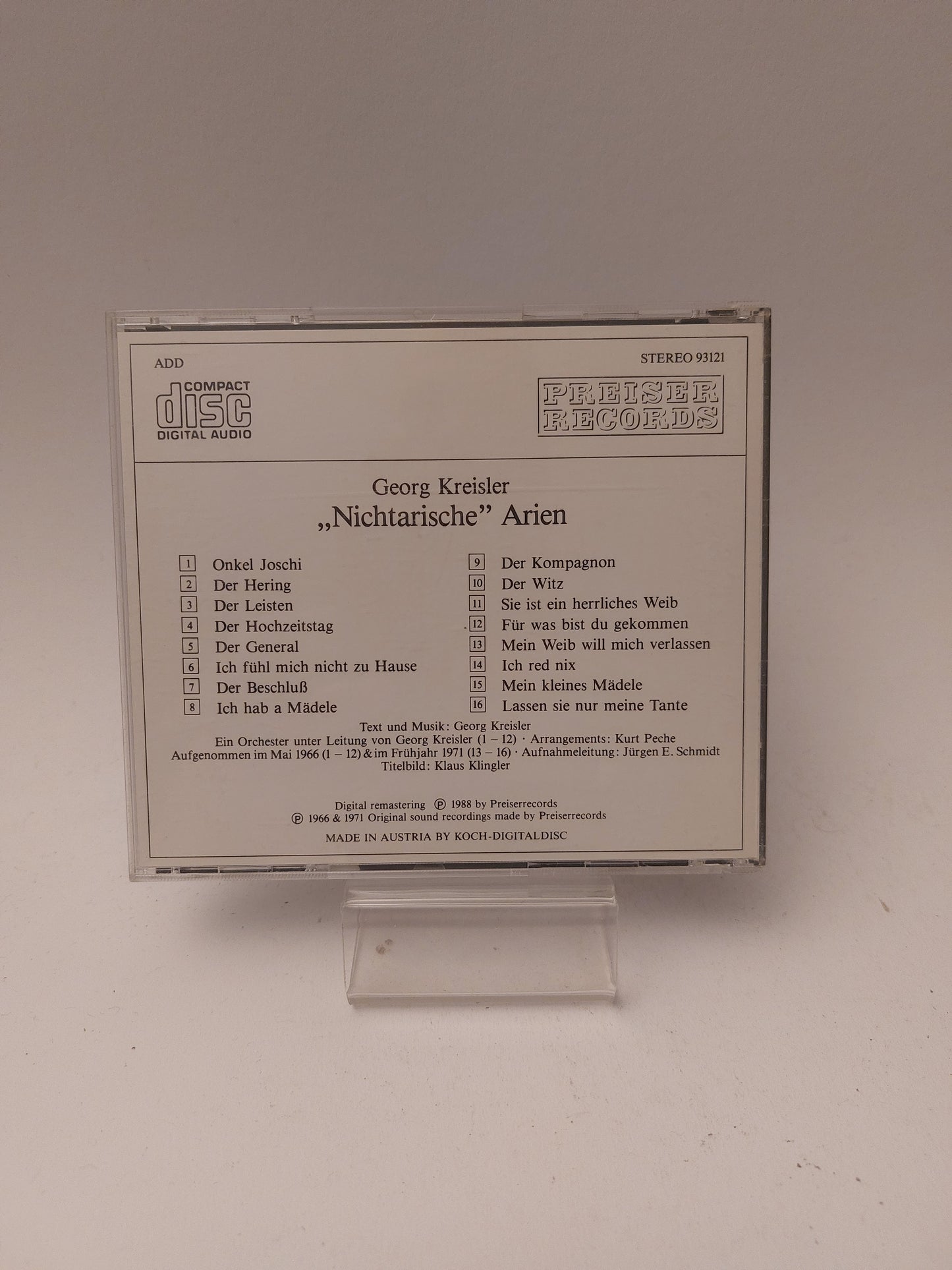 Georg Kreisler: Nichtarische Arien CD
