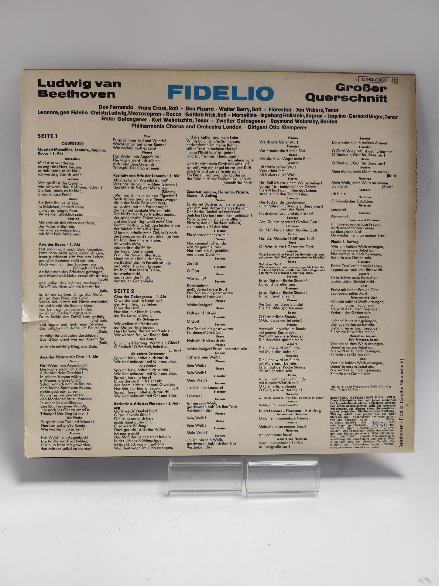Ludwig van Beethoven: Fidelio LP Vinyl