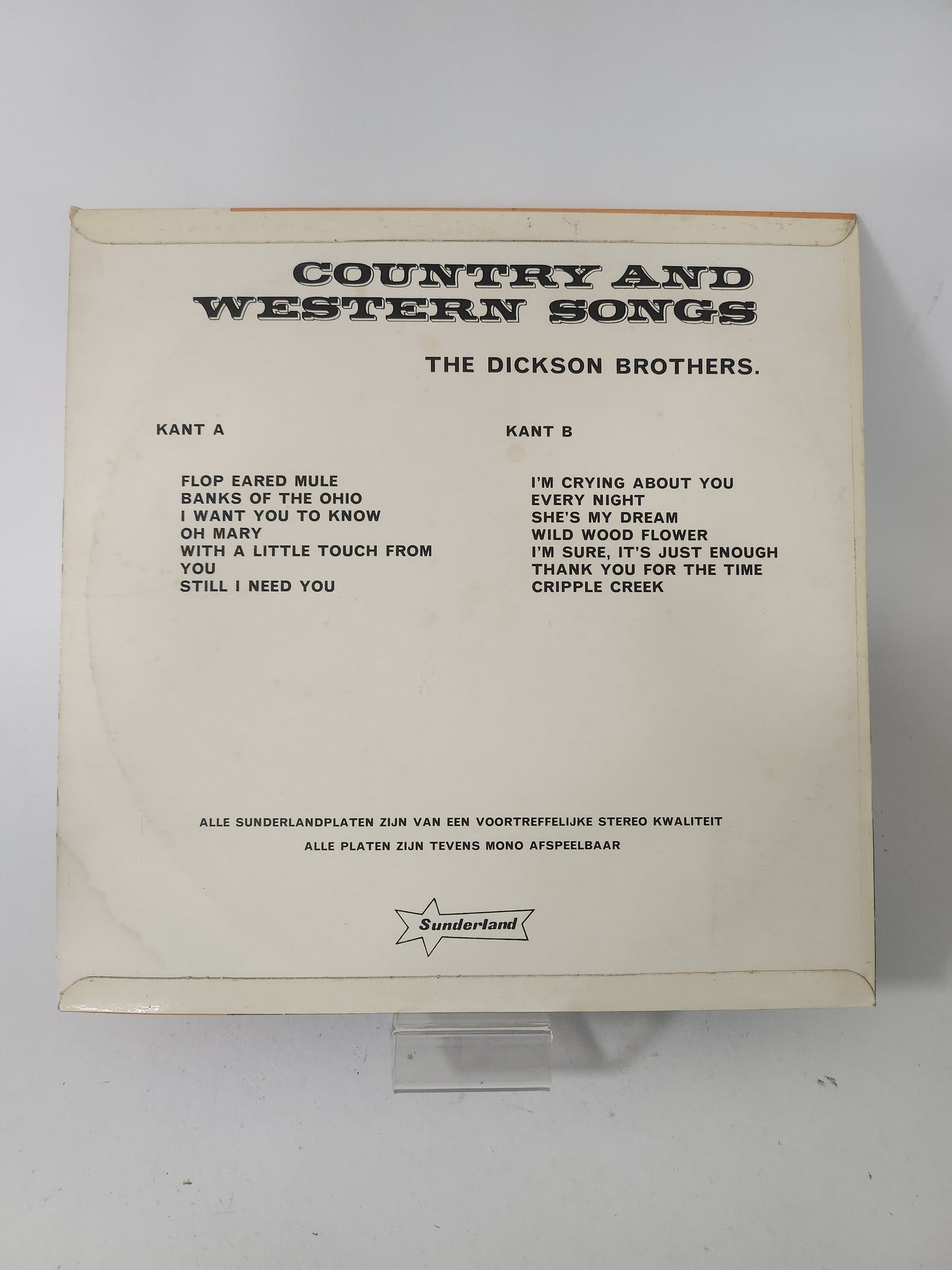Country and Western Songs: the Dickson Brothers LP Vinyl