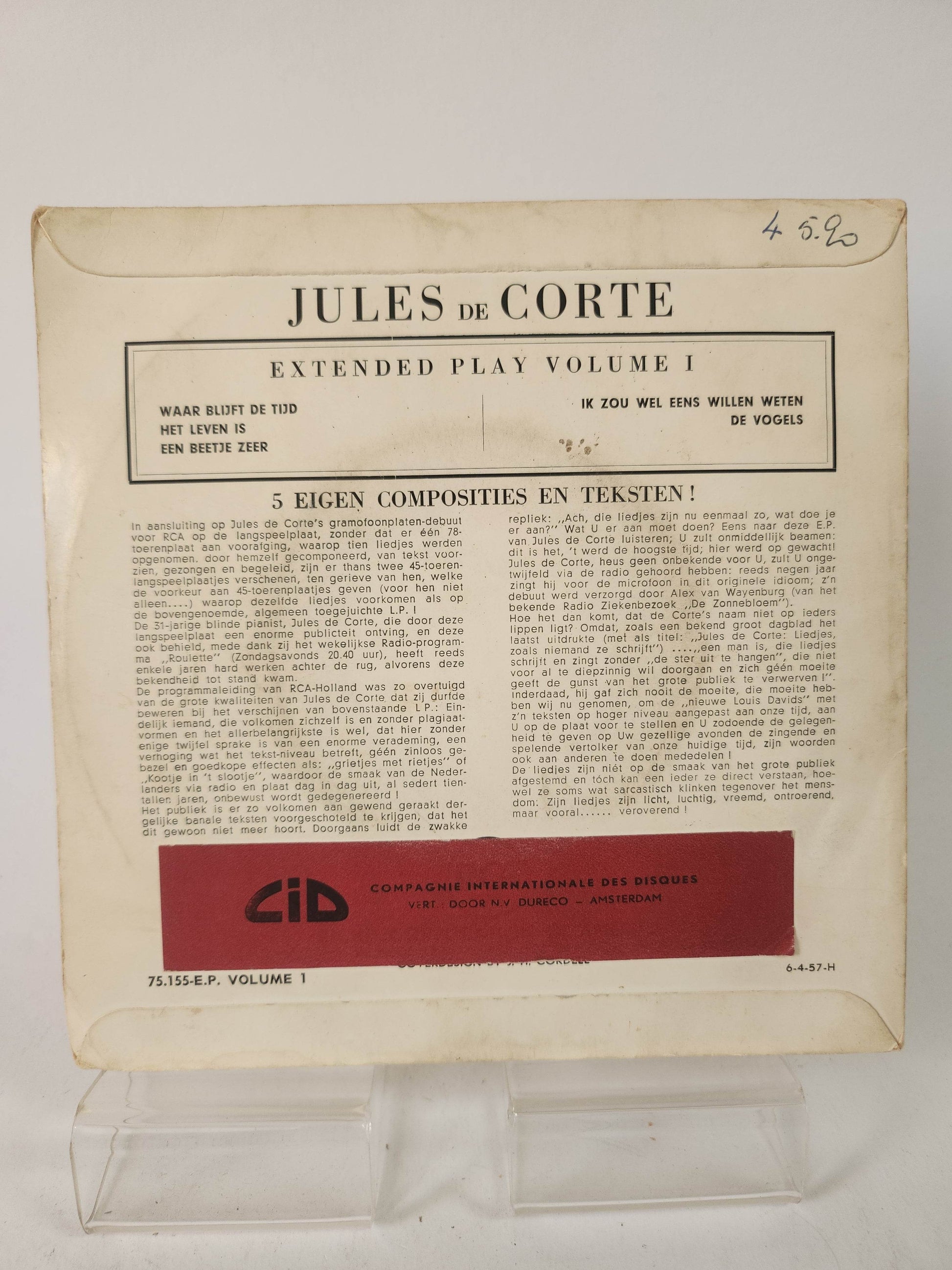 Jules de Corte: Levensliedjes Single Vinyl - Feniks Gameshop