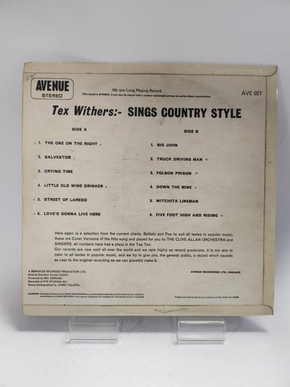 Tex Withers: Sings Country Style LP Vinyl