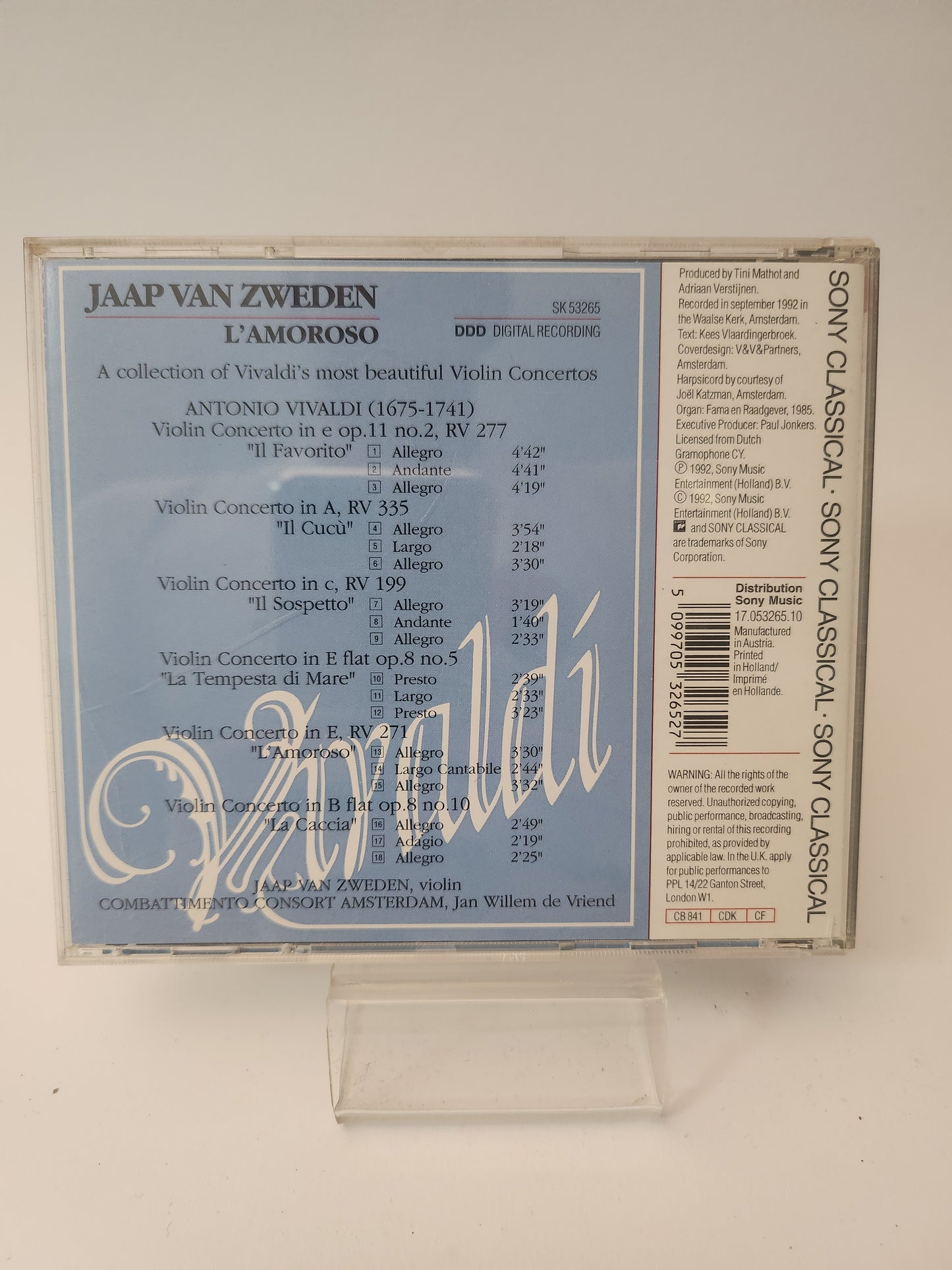 Jaap van Zweden: Vivaldi L'Amoroso CD