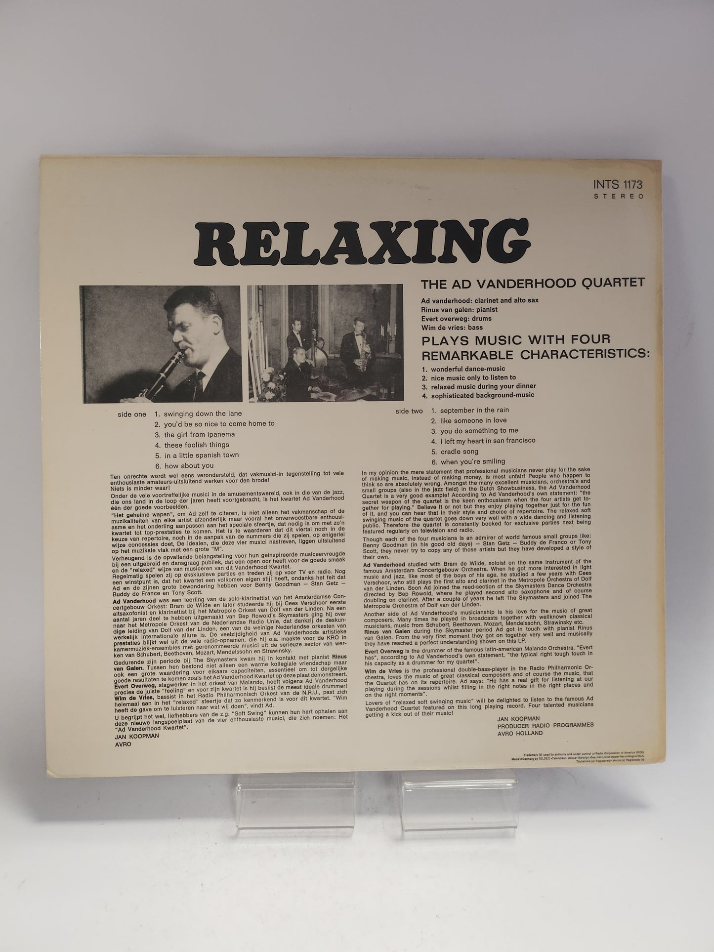 Relaxing: the Ad Vanderhood Quartet LP Vinyl