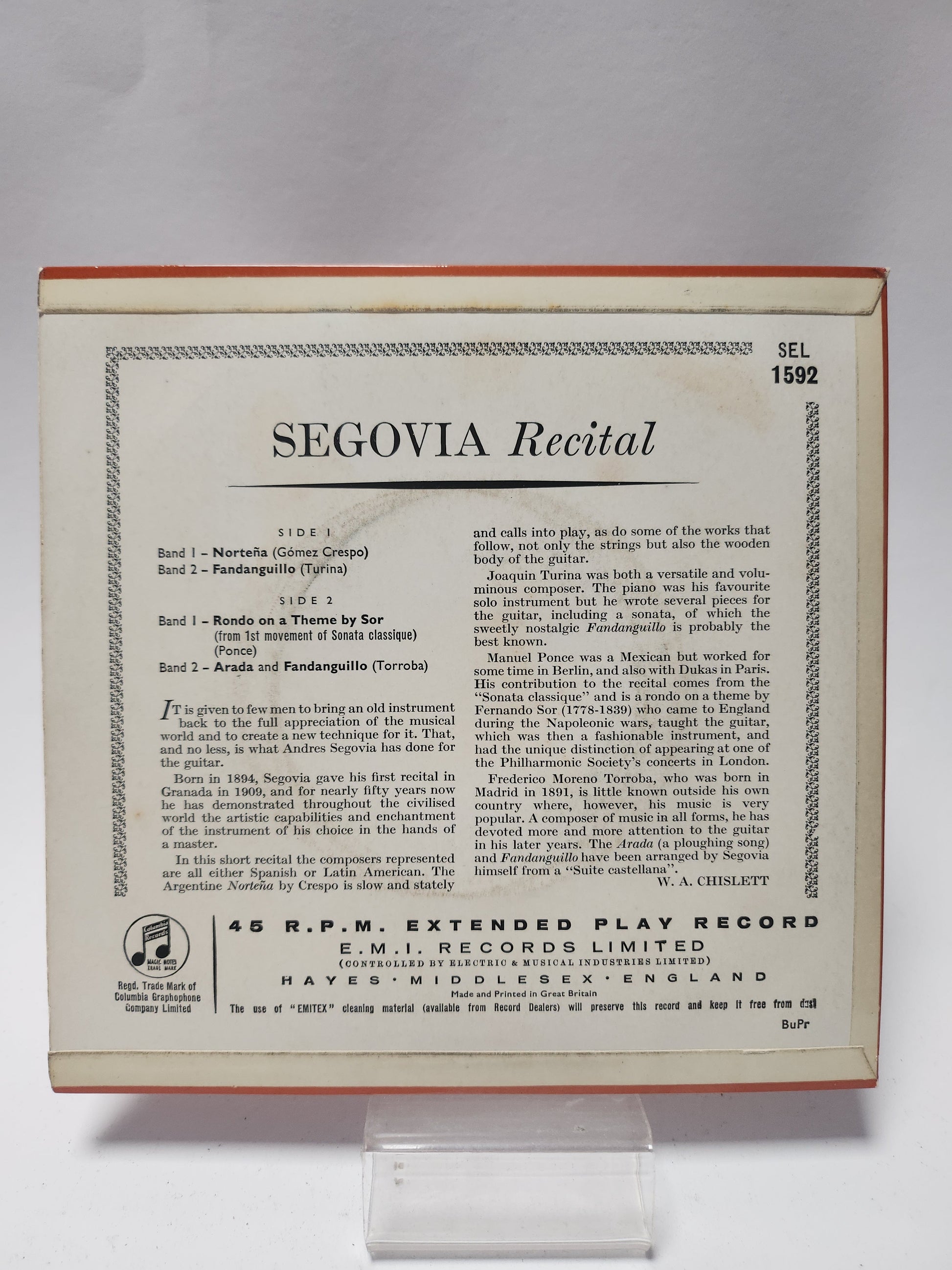 Segovia Recital Single Vinyl - Single Vinyl