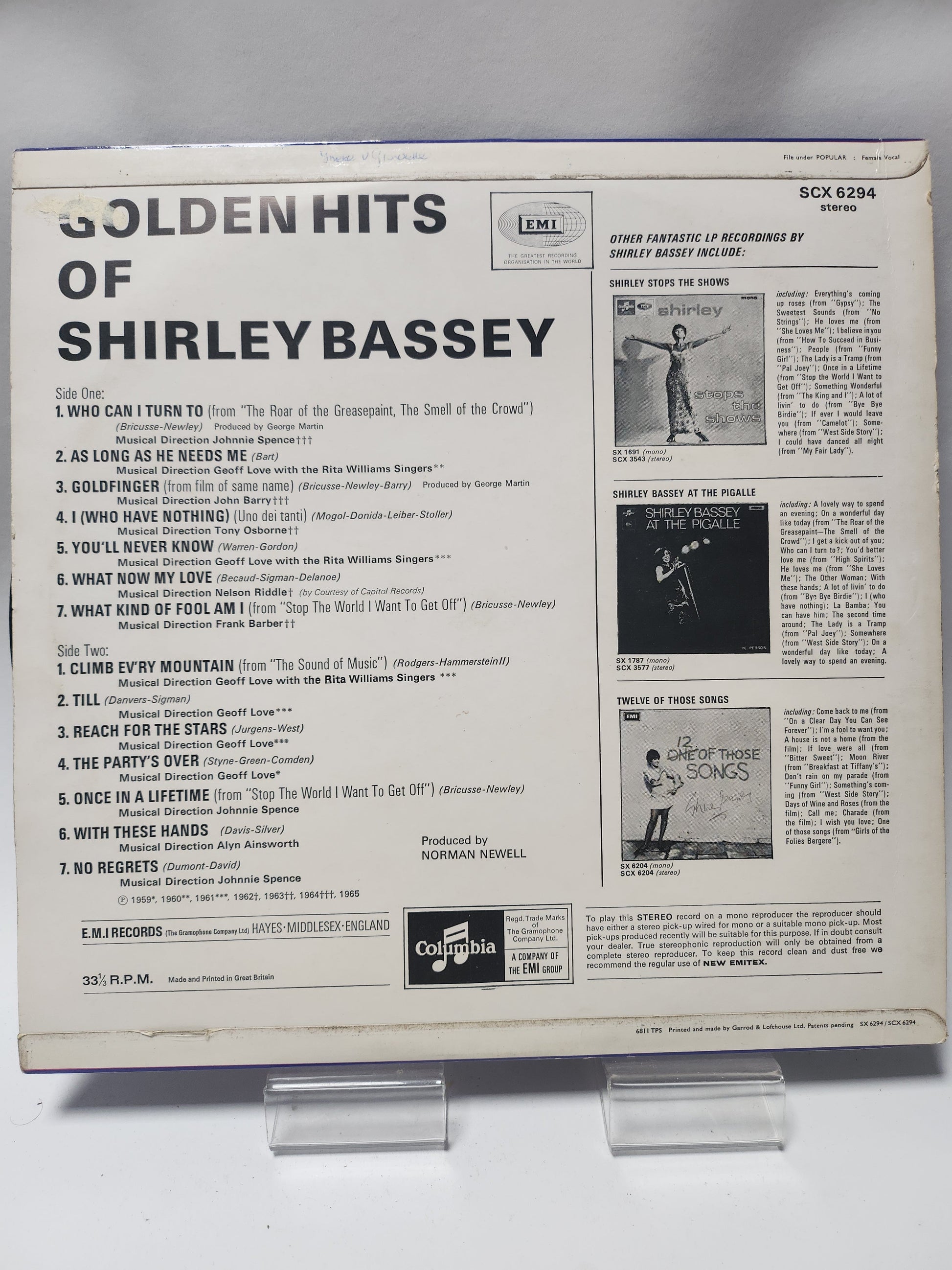 Shirley Bassey: Golden Hits of LP Vinyl - Lp Vinyl