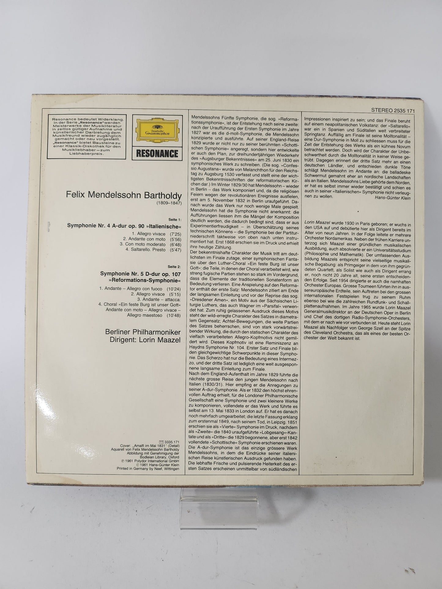 Symphonie Nr 4 & Nr 5 LP Vinyl - Lp Vinyl