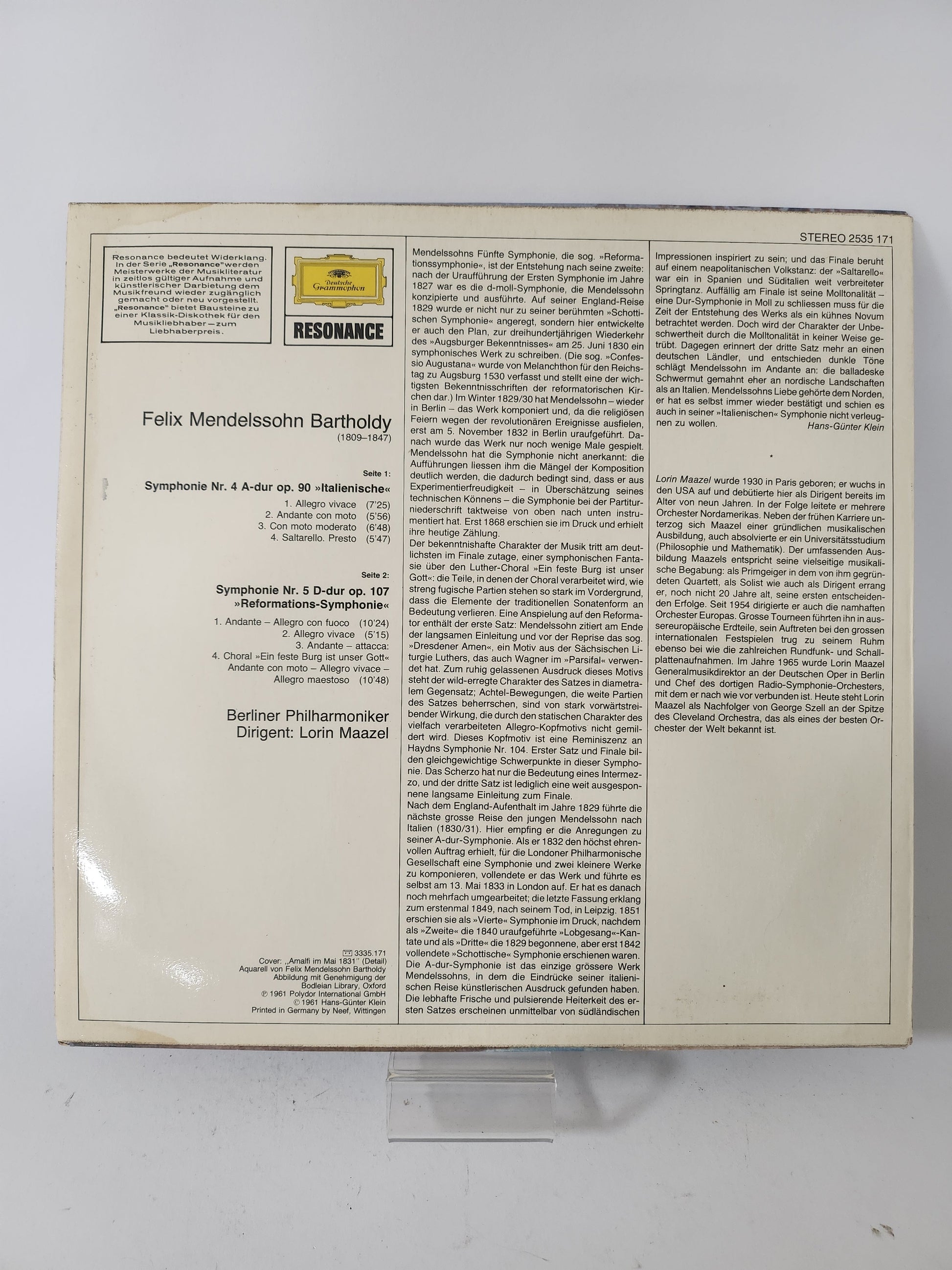 Symphonie Nr 4 & Nr 5 LP Vinyl - Lp Vinyl