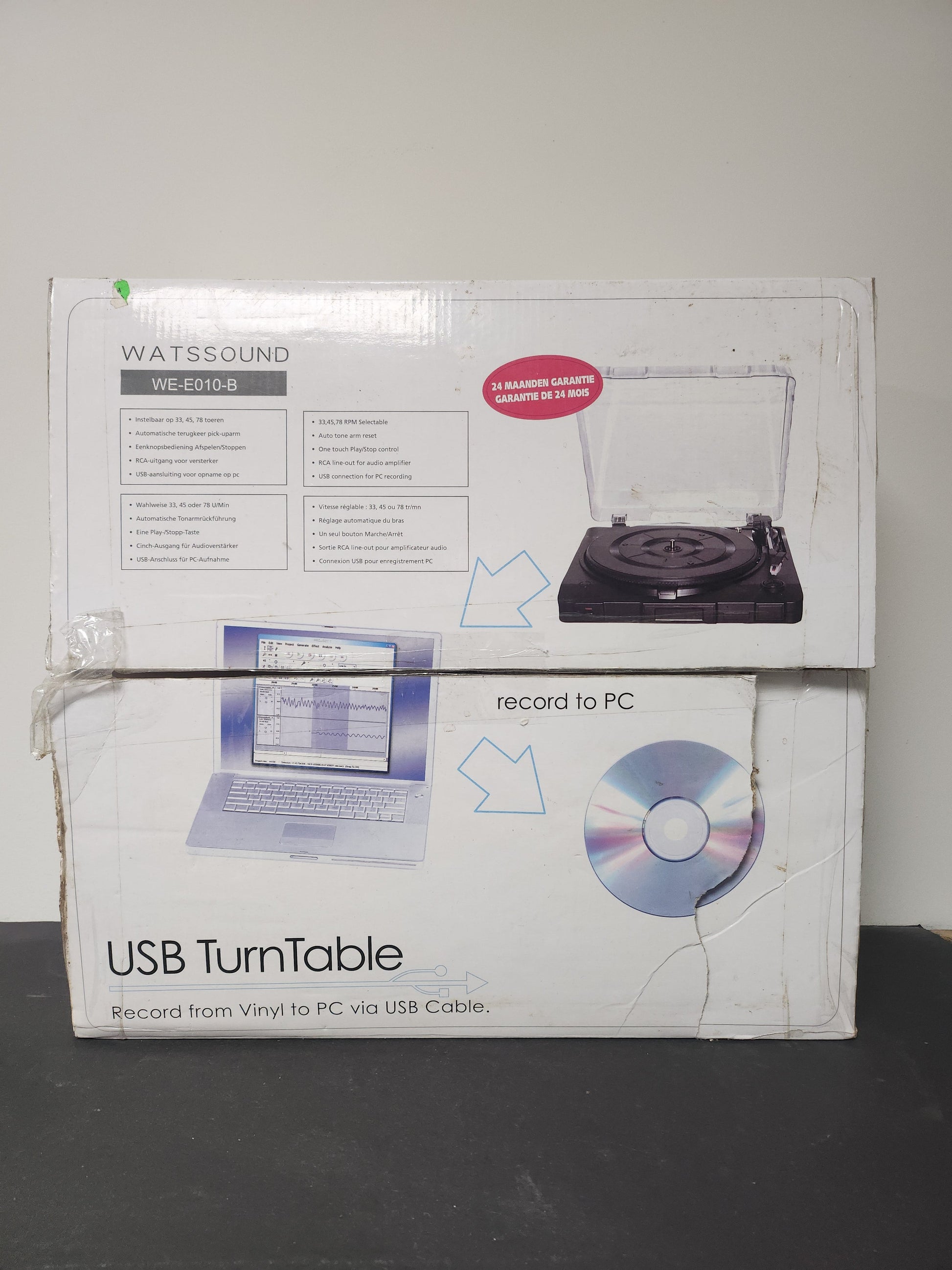 USB Watssound WE-E010-B Draaitafel Boxed - Platenspeler