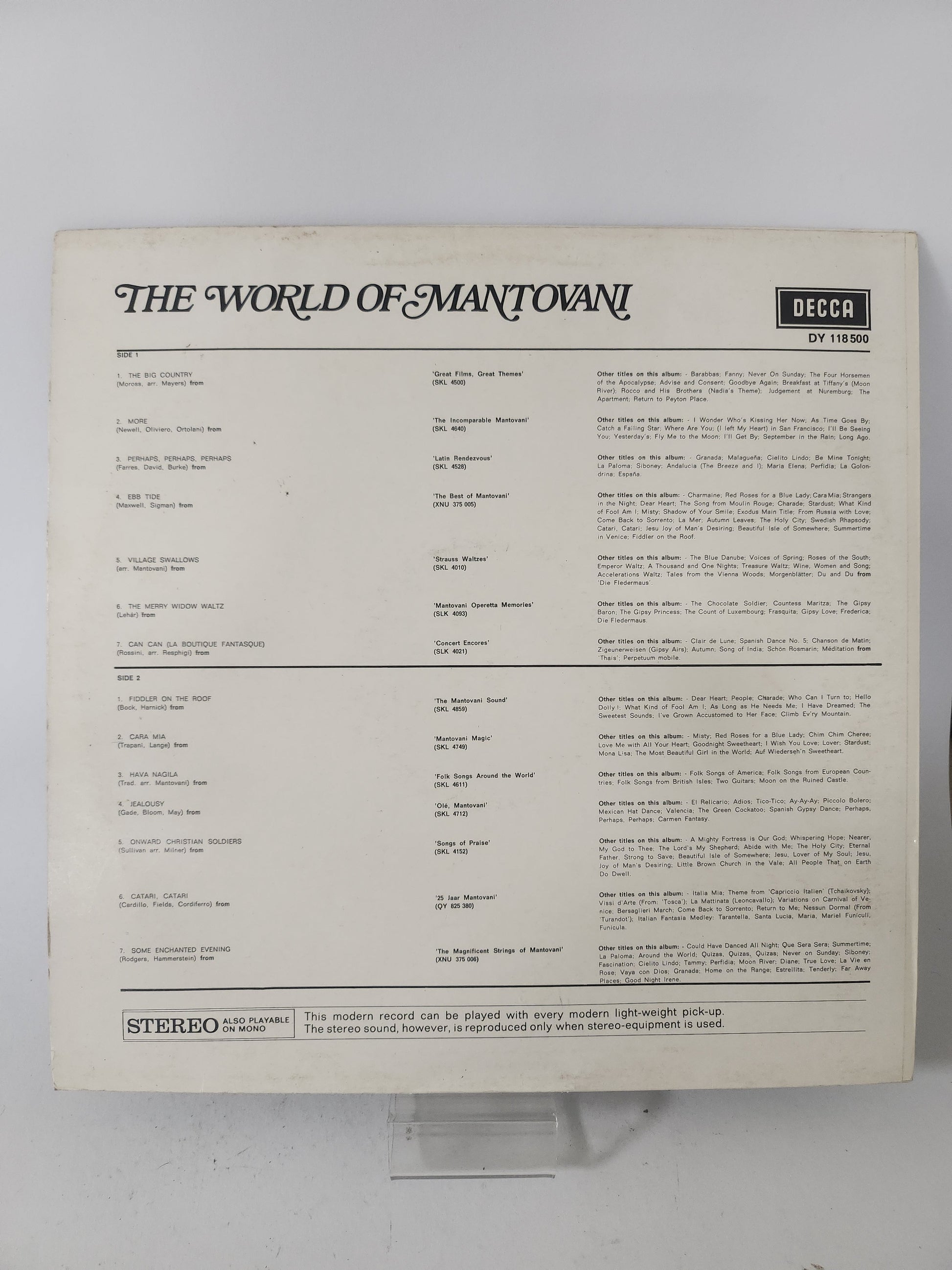 World of Mantovani LP Vinyl - Lp Vinyl