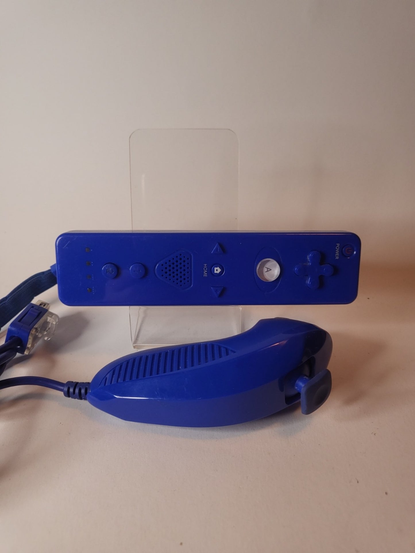 Blauer Qware-Controller und Nunchuck Nintendo Wii