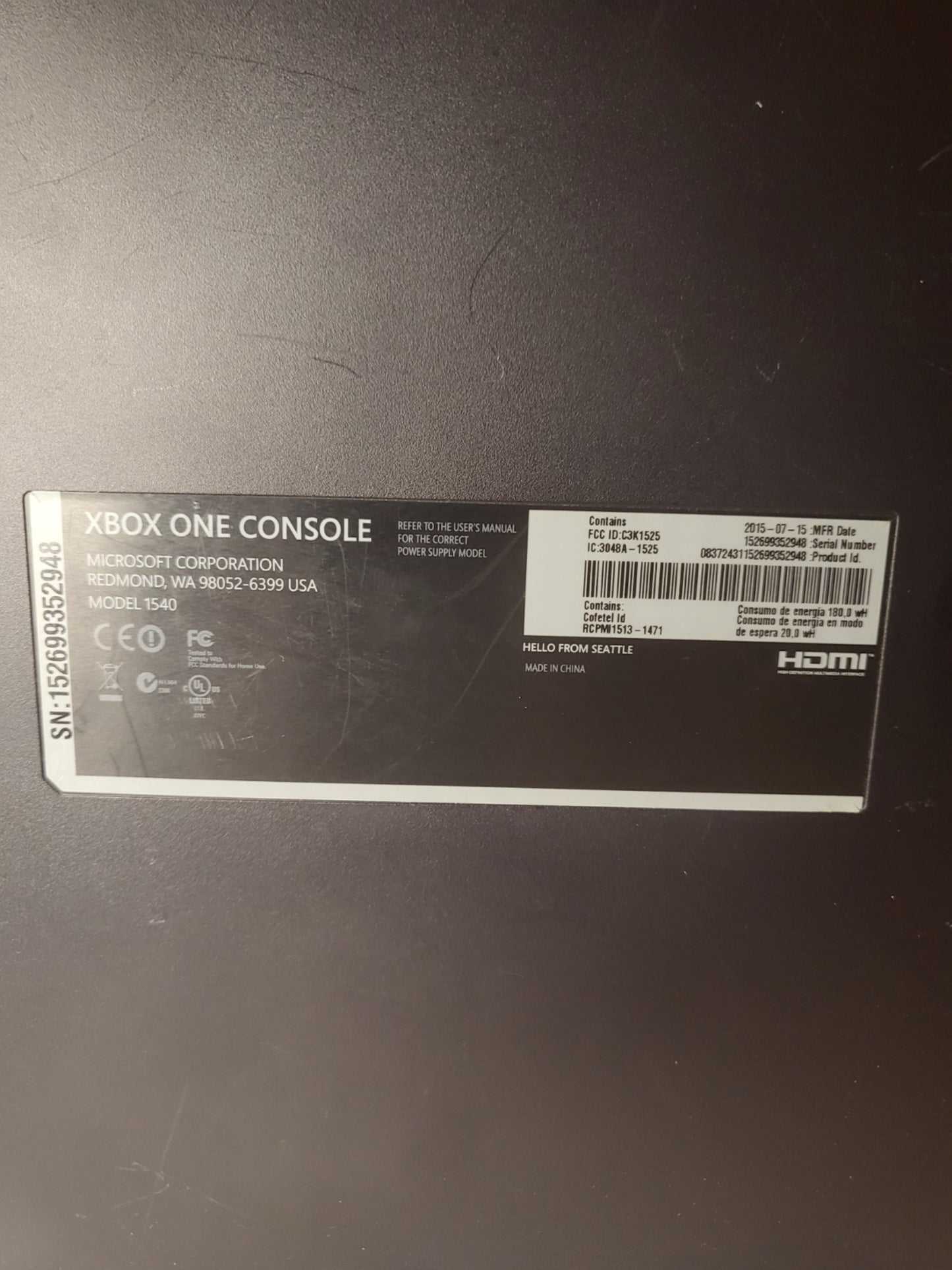 Xbox One Modell 1540 (1 TB) ohne Controller