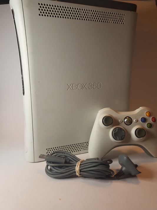 Weiße Xbox 360 (120 GB) mit 1 Controller und allen Kabeln